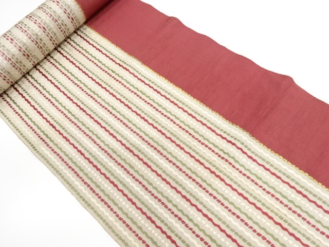 JAPANESE KIMONO / ANTIQUE BOLT FOR HASSUN OBI / SILK / CHIKUZEN HAKATA / WOVEN STRIPE